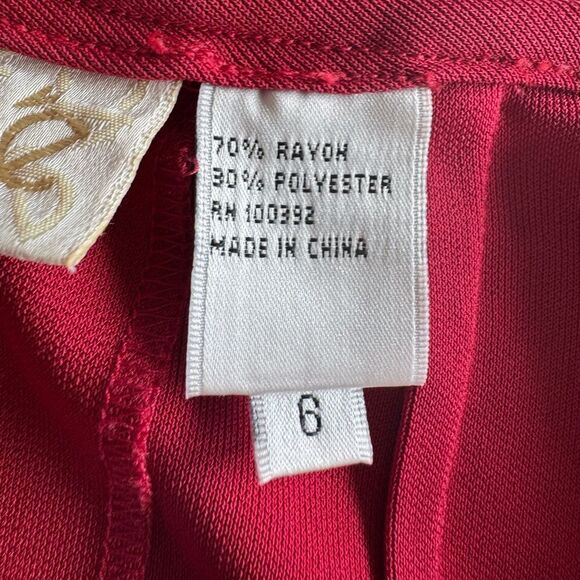 Cache Women’s Red Midi Skirt Size 6 Vintage Y2K Minimalist Rayon Blend - Picture 5 of 6